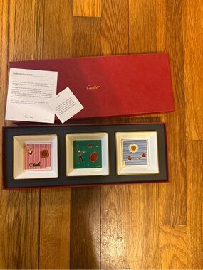 AUTHENTIC❗️Cartier 3 piece MINI Porcelain Trinket trays